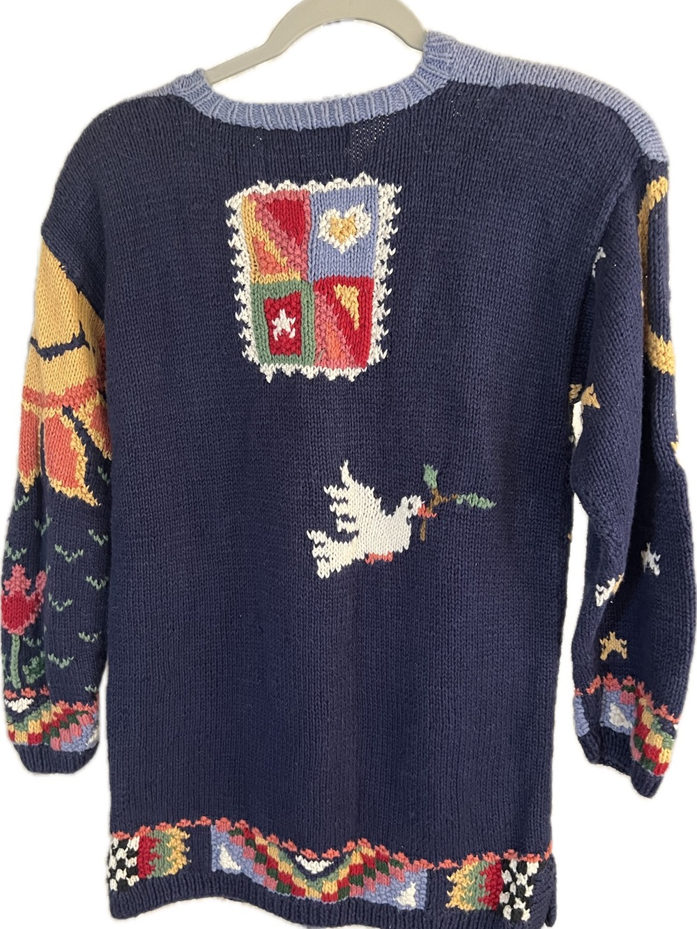Vintage Maximalist Novelty Noah's Ark Chunky Hand Knit Tunic Sweater - Picture 2 of 10